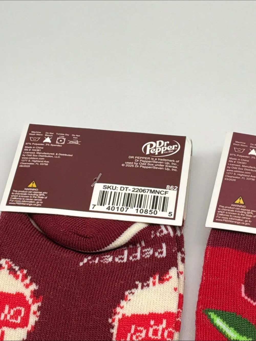 New Dr Pepper Crew Socks Men’s 6–12 Unisex Red Cherry Soda Socks with Tags